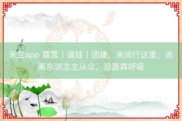 米兰app 露营丨遛娃丨团建，来闵行这里，<a href=