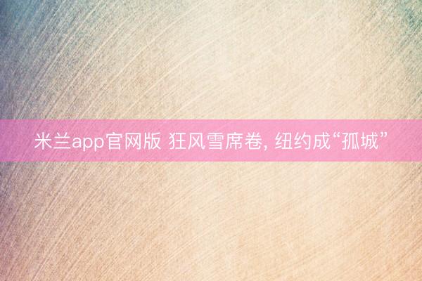 米兰app官网版 狂风雪席卷， 纽约成“孤城”